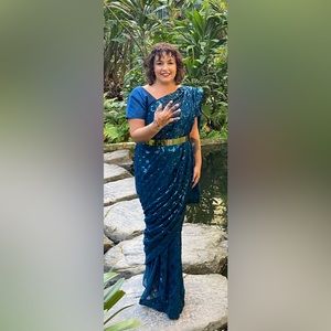 Sari / Saree Ready to Wear Pre Draped Indian formal size L/XL